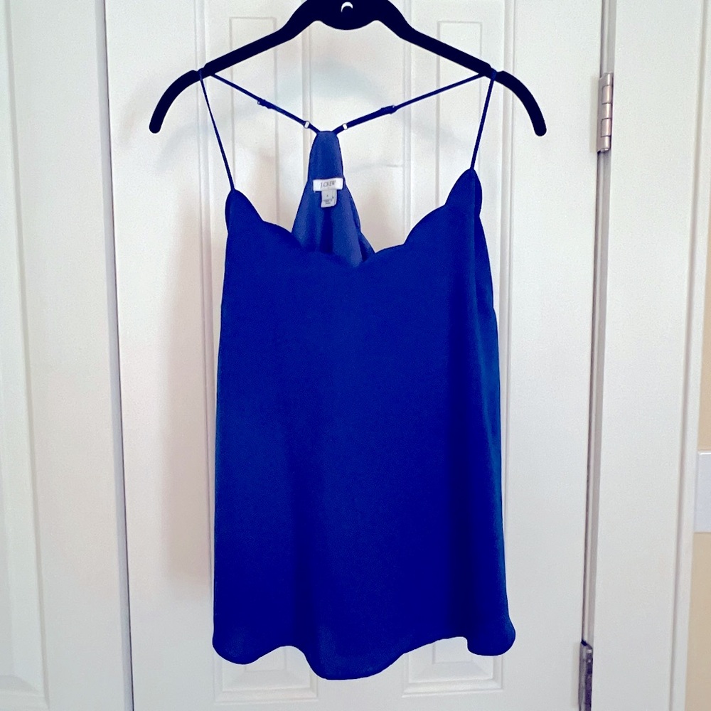 J CREW Royal Blue Scalloped Tank Top
